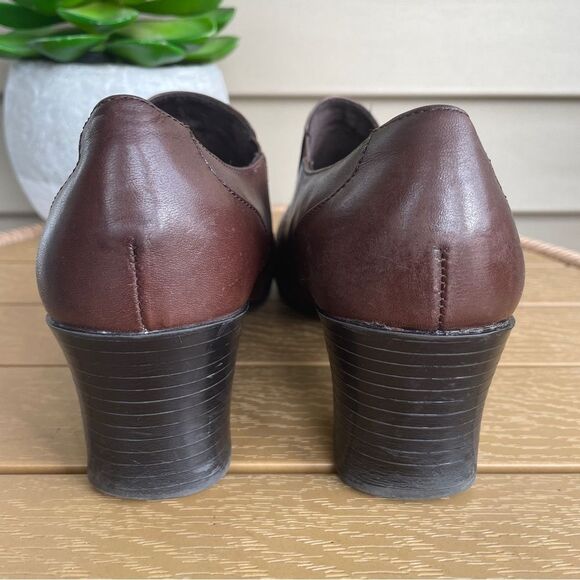 Vintage Thom McAn Brown Leather‎ Slip-on Bootie Women’s 8.5W Retro Block Heel - Picture 6 of 11